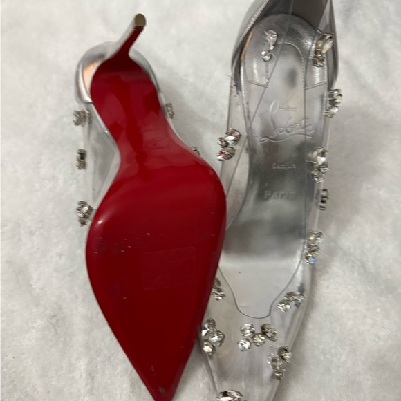 Christian Louboutin Silver Embellished Heels - Picture 3 of 4